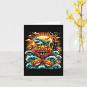 pompoenhaai Halloween Kaart (Gele Bloem)