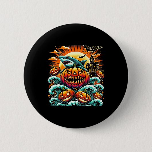 pompoenhaai Halloween Ronde Button 5,7 Cm (Voorkant)