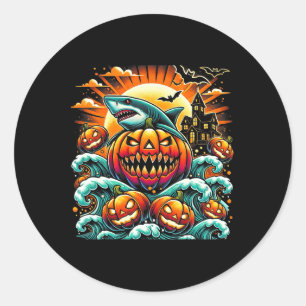 pompoenhaai Halloween Ronde Sticker