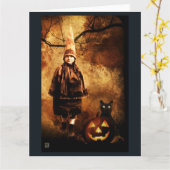 pompoenheks Halloween Kaart X-LARGE KAART (Gele Bloem)