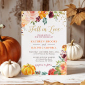 PompoenHerfst in Love Botanical Floral Gold Weddin Kaart