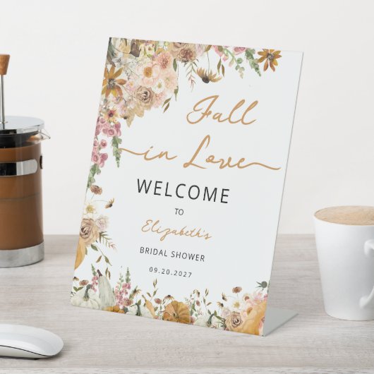 PompoenHerfst in Love Herfst Floral Vrijgezellenfe Reclamebord Met Voetstuk (Insitu)