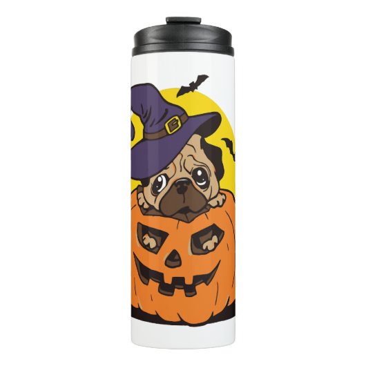 Pompoenhond Halloween, Grappige Halloween Hond Thermosbeker (Voorkant)
