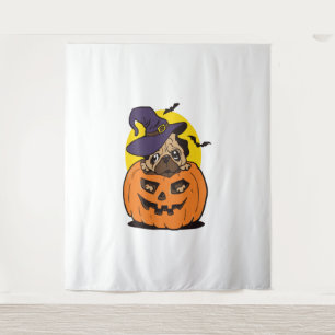 Pompoenhond Halloween, Grappige Halloween Hond Wandkleed