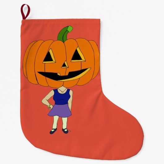 pompoenhoofd chibi grote kerstsok (Voorkant)