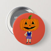 pompoenhoofd chibi ronde button 7,6 cm (Voorkant /achterkant)