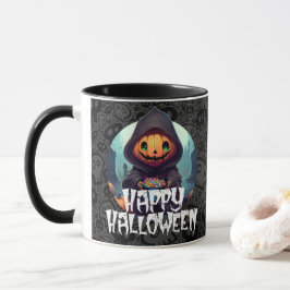 Pompoenhoofd Met Snoep Gelukkig Halloween Mok