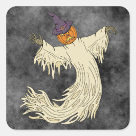 Pompoenhoofd Spook Halloween Kunst Vierkante Sticker