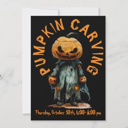 Pompoenhoofd vogelverschrikker spooky carving part kaart (Voorkant)