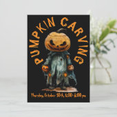 Pompoenhoofd vogelverschrikker spooky carving part kaart (Staand voorkant)