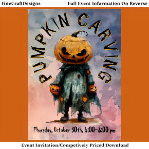 Pompoenhoofd vogelverschrikker spooky carving part kaart