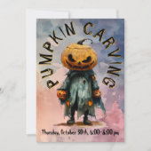 Pompoenhoofd vogelverschrikker spooky carving part kaart (Voorkant)