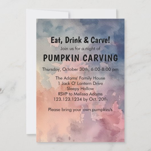 Pompoenhoofd vogelverschrikker spooky carving part kaart (Achterkant)