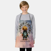 Pompoenhoofd vogelverschrikker spooky carving part schort (Gedragen)