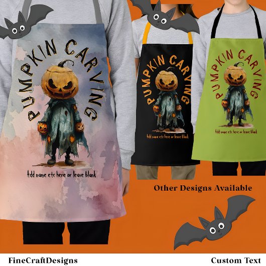 Pompoenhoofd vogelverschrikker spooky carving part schort