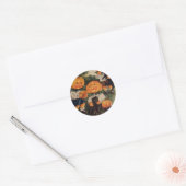 Pompoenhoofden (Oude Halloweenkaart) Ronde Sticker (Envelop)