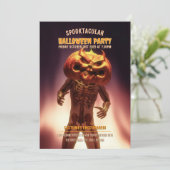 Pompoenhoofdkostuum. Halloweenfeest Kaart (Staand voorkant)