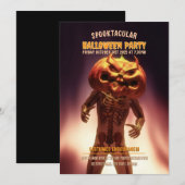 Pompoenhoofdkostuum. Halloweenfeest Kaart (Voorkant / Achterkant)