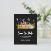 Pompoenhuis met Ghost en Bats Halloween Uitnodiging Briefkaart (Staand voorkant)