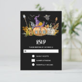 Pompoenhuis met Ghost en Bats RSVP Kaartje (Staand voorkant)