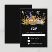 Pompoenhuis met Ghost en Bats RSVP Kaartje (Voorkant / Achterkant)