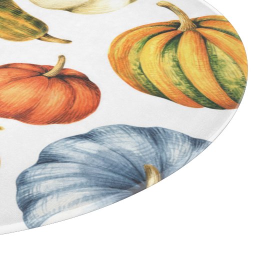 Pompoenillustratie: Naadloze Waterverf Snijplank (Hoek)