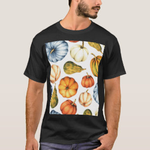 Pompoenillustratie: Naadloze Waterverf T-shirt