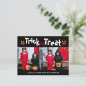 pompoenjack-o-lantaarn Halloween Familie Twee Foto Feestdagenkaart (Staand voorkant)