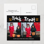 pompoenjack-o-lantaarn Halloween Familie Twee Foto Feestdagenkaart (Voorkant / Achterkant)