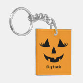 Pompoenjack op lantaarn wimpers met voornaam sleutelhanger (Voorkant Links)