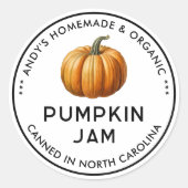 Pompoenjam preserve etikettering ronde sticker (Voorkant)