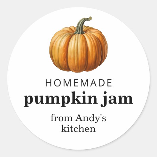 Pompoenjam zelfgemaakte recept inblikken label (Voorkant)