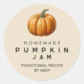 Pompoenjam zelfgemaakte recept inblikken label (Voorkant)