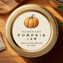 Pompoenjam zelfgemaakte recept inmaaklabel ronde sticker