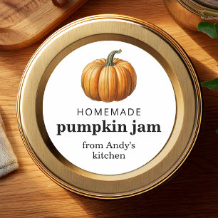Pompoenjam zelfgemaakte recept inmaaklabel  ronde sticker