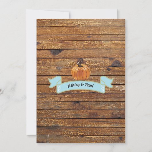 Pompoenjongen douche burlap houtsalk kaart (Achterkant)