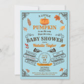  pompoenjongen doucheuitnodiging blauw kaart (Voorkant)