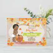 Pompoenjongen doucht rustige  herfst kaart (Staand voorkant)