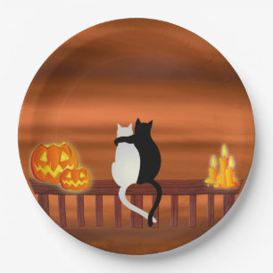 Pompoenkaarten voor katten papieren bordje