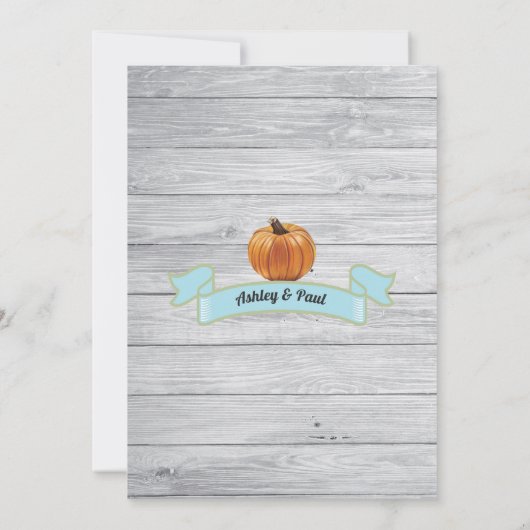 Pompoenkarton, baby shower-rustig houtkarton kaart (Achterkant)