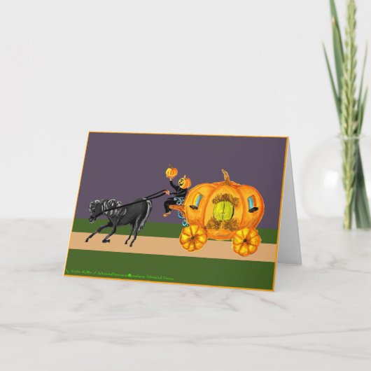 Pompoenkoets Sleepy Hollow Halloween Kaart (Voorkant)