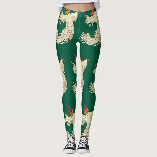 Pompoenkop Geest Halloween Kunst Leggings (Voorkant)