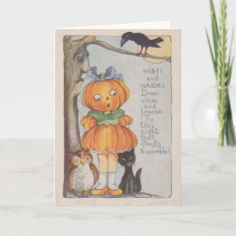 Pompoenkop Jack O Lantern Kraai Zwarte Kat Uil Kaart