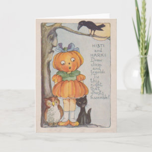 Pompoenkop Jack O Lantern Kraai Zwarte Kat Uil Kaart