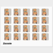 Pompoenkop Jack O Lantern Zwarte Kat Uil Vierkante Sticker (Vel)