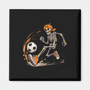 Pompoenkop Skelet Voetbalspeler Grappig Halloween Magneet