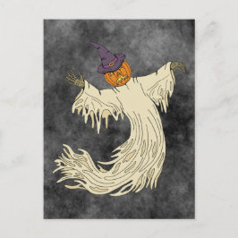 Pompoenkop Spook Halloween Kunst Feestdagenkaart