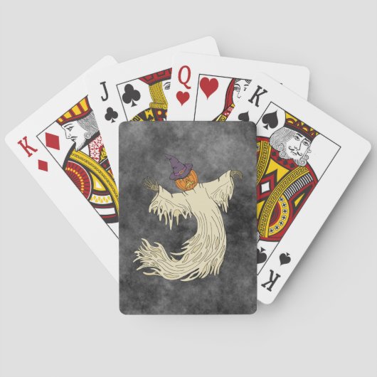 Pompoenkop Spook Halloween Kunst Pokerkaarten (Achterkant)
