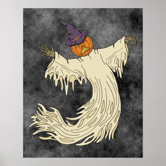 Pompoenkop Spook Halloween Kunst Poster (Voorkant)