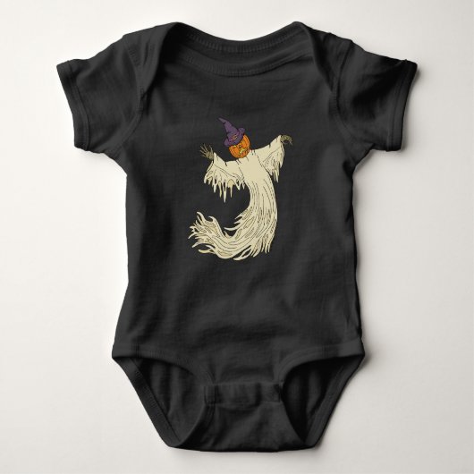 Pompoenkop Spook Halloween Kunst Romper (Voorkant)